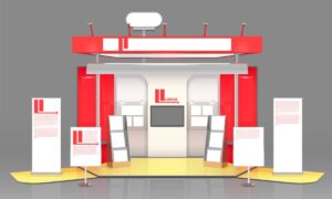 Exemplos de displays modulares em vitrine de produtos