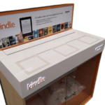 Expositor iluminado de madeira para produtos Kindle