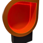 Detalhe do logotipo no display de chão Swift